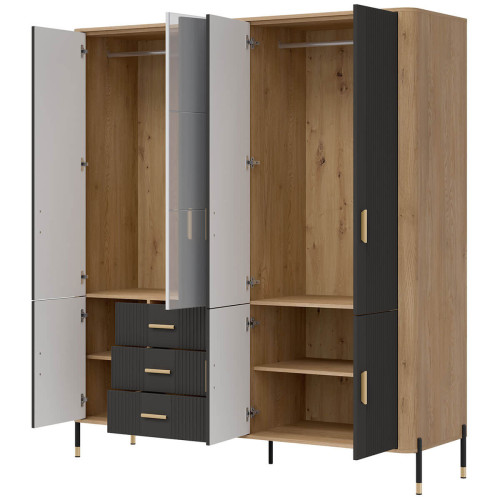 Фото шафи DANTE DT17 LIVEO дуб кремона торро / антрацит / золоті ручки – наповнення