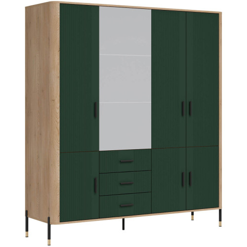 Фото шафи DANTE DT17 LIVEO дуб кремона торро / зелений / чорні ручки – вигляд збоку