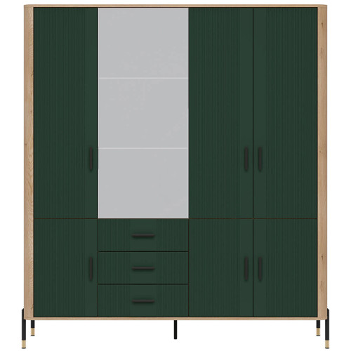 Фото шафи DANTE DT17 LIVEO дуб кремона торро / зелений / чорні ручки – вигляд спереду