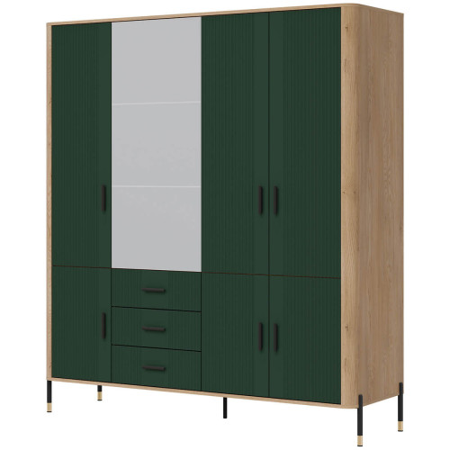 Фото шафи DANTE DT17 LIVEO дуб кремона торро / зелений / чорні ручки