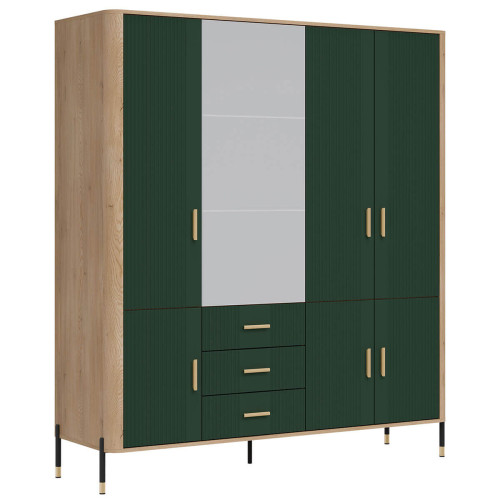 Фото шафи DANTE DT17 LIVEO дуб кремона торро / зелений / золоті ручки – вигляд збоку
