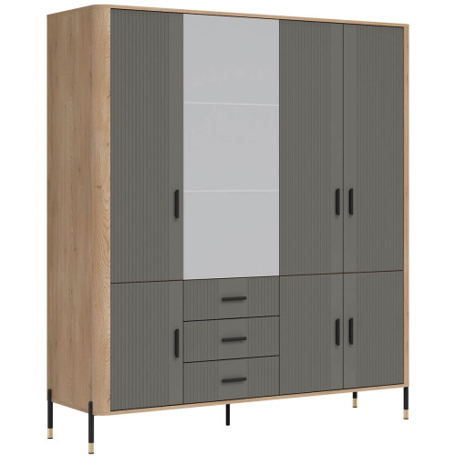 Фото шафи DANTE DT17 LIVEO дуб кремона торро / сірий / чорні ручки – вигляд збоку