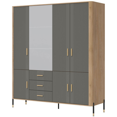 Фото шафи DANTE DT17 LIVEO дуб кремона торро / сірий / золоті ручки