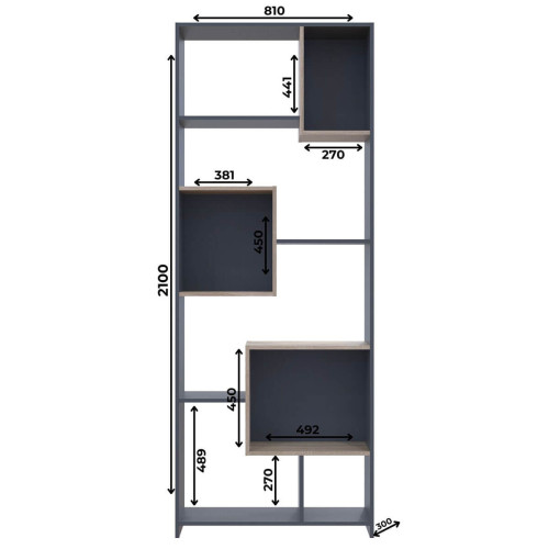 Фото високої етажерки BS1 ДОРОС (DOROS) графіт / дуб сонома – розміри