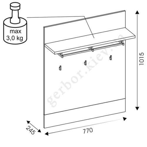 Фото вешалки YORK Y13 BOGFRAN – схема с размерами
