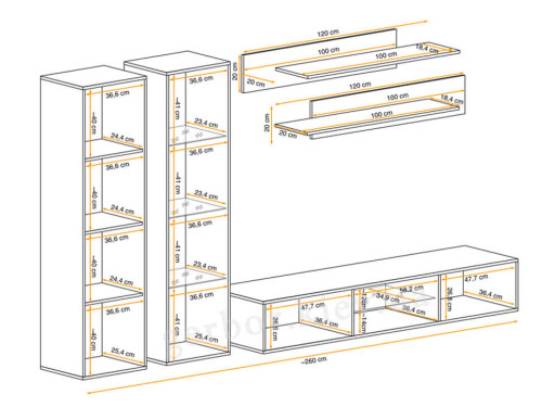 Фото гостиной FLY O5 ASM MEBLE – схема с внутренними размерами