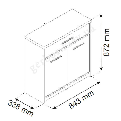 Фото тумби PAVI 2D1S ВМВ – схема з розмірами