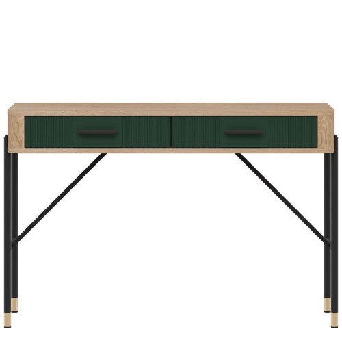 Фото туалетного столика DANTE DT19 LIVEO дуб кремона торро / зелений / чорні ручки – вигляд спереду