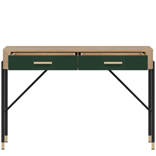 Фото туалетного столика DANTE DT19 LIVEO дуб кремона торро / зелений / золоті ручки – вигляд спереду наповнення