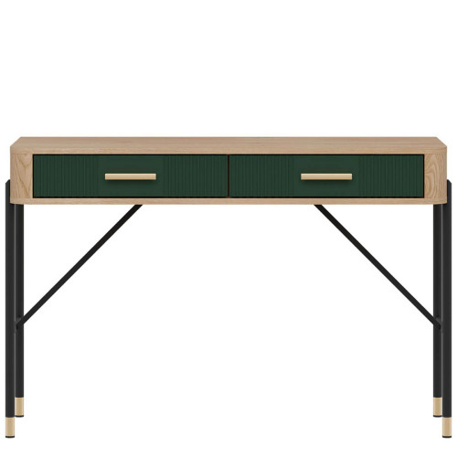 Фото туалетного столика DANTE DT19 LIVEO дуб кремона торро / зелений / золоті ручки – вигляд спереду