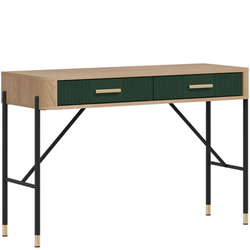 Фото туалетного столика DANTE DT19 LIVEO дуб кремона торро / зелений / золоті ручки – вигляд збоку