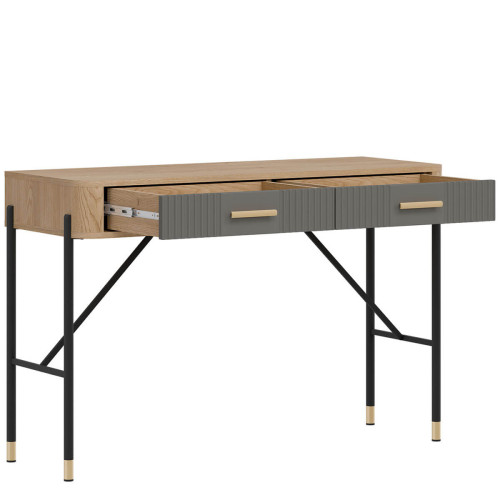 Фото туалетного столика DANTE DT19 LIVEO дуб кремона торро / сірий / золоті ручки – вигляд збоку наповнення