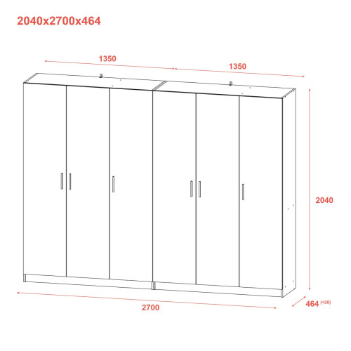 ПРОМО Шафа 3+3 ДСП ДОРОС (DOROS)