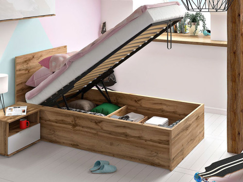 Фото кровати TETRIX LOZ/90/B BRW дуб вотан в интерьере детской