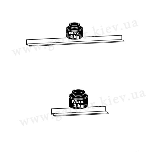 Фото вітальні БАРАТО ГЕРБОР – схема полиць із навантаженням