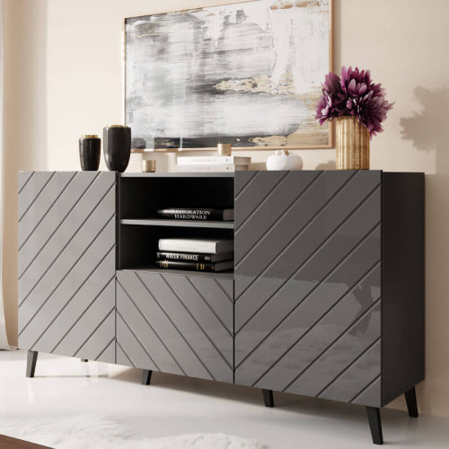 Фото комода ABETO CAMA MEBLE графит / графит глянец