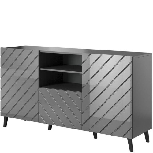 Фото комода ABETO CAMA MEBLE графит / графит глянец – вид сбоку