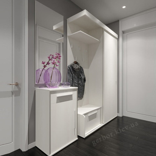 Фото шафи-купе АГАТА SZF130 Гербор ясен сніжний в інтер'єрі передпокою