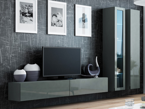 Фото комплекта мебели для гостиной VIGO 3 CAMA MEBLE серый / серый глянец