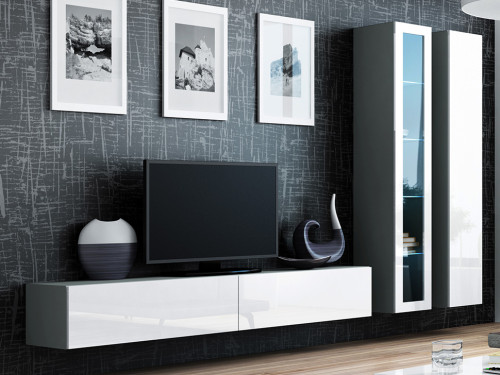Фото комплекта мебели для гостиной VIGO 3 CAMA MEBLE серый / белый глянец