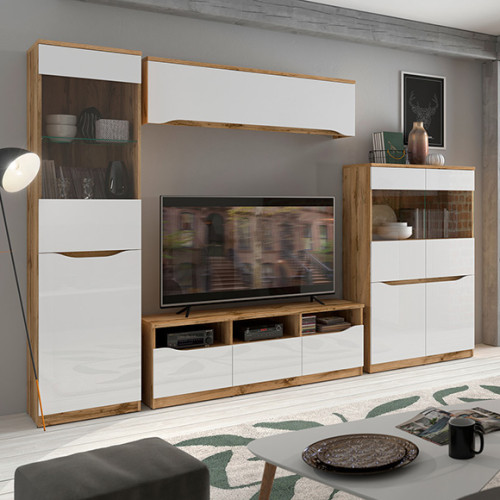 Фото витрины NUIS REG1D1W BRW - комплект мебели для гостиной