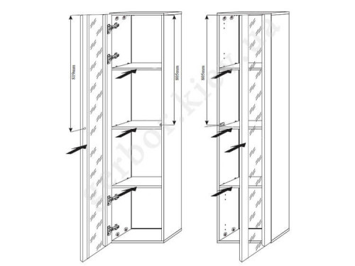 На фото схема витрины гостиной FLY P2 ASM MEBLE