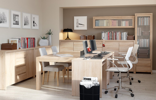 Фото комоду КАСПІАН сонома KOM2D4S БРВ ВМК в інтер'єрі кабінету