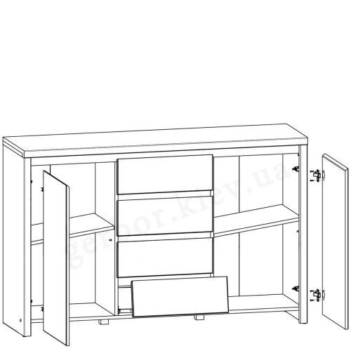 Фото комода КАСПІАН сонома KOM2D4S БРВ ВМК – наповнення
