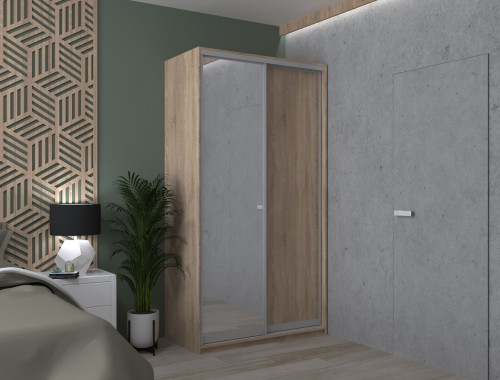 СІТІ ЛАЙТ Шафа-купе 1 ДСП / 1 Дзеркало ДОРОС (DOROS) 120x45x225