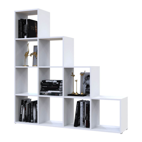 Фото білого відкритого стелажу СТЕП 4х4 ДОРОС (DOROS) з речами