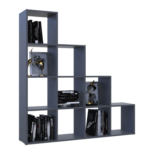 Фото відкритого стелажу СТЕП 4х4 ДОРОС (DOROS) графіт з речами – вигляд збоку