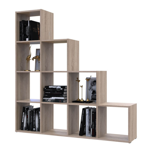 Фото відкритого стелажу СТЕП 4х4 ДОРОС (DOROS) дуб сонома з речами