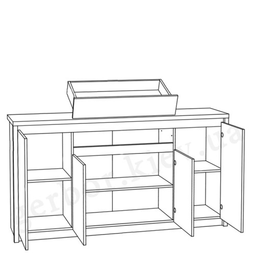 На фото схема наполнения комода KOM 4D1S NORTON VMV Holding