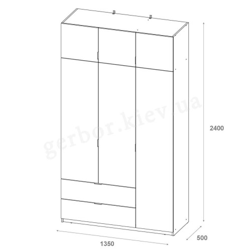 ЛУКАС Шафа з антресоллю 3 ДСП ДОРОС (DOROS) 135х50х240