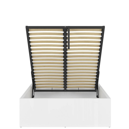 Фото кровати с подъемным механизмом TETRIX LOZ/120/B BRW белый глянец - вид спереди