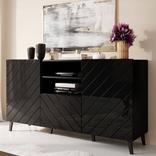 Фото комода ABETO CAMA MEBLE черный / черный глянец
