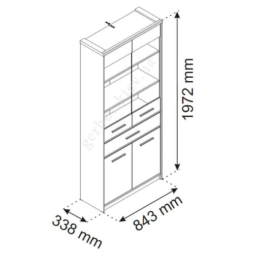 Фото високої вітрини PAVI 2D2W1S ВМВ –  схема з розмірами