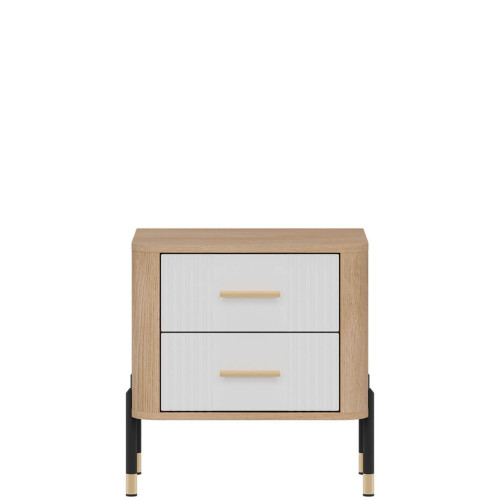 Фото приліжкової тумбочки DANTE DT21  LIVEO дуб кремона торро / білий / золоті ручки – вигляд спереду