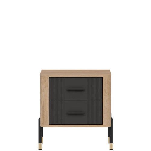 Фото приліжкової тумбочки DANTE DT21  LIVEO дуб кремона торро / антрацит / чорні ручки – вигляд спереду
