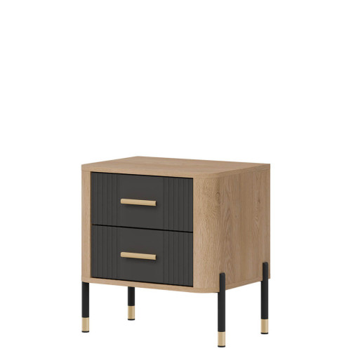 Фото приліжкової тумбочки DANTE DT21  LIVEO дуб кремона торро / антрацит / золоті ручки