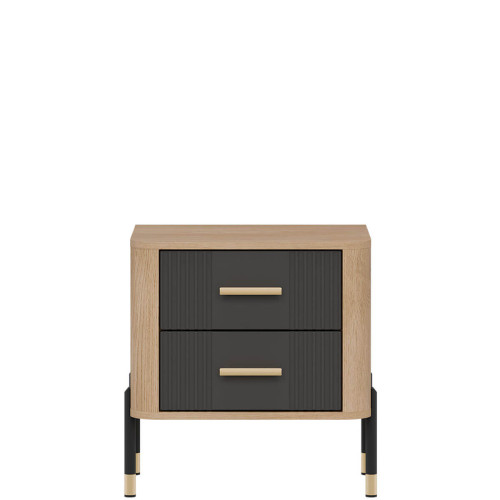 Фото приліжкової тумбочки DANTE DT21  LIVEO дуб кремона торро / антрацит / золоті ручки – вигляд спереду