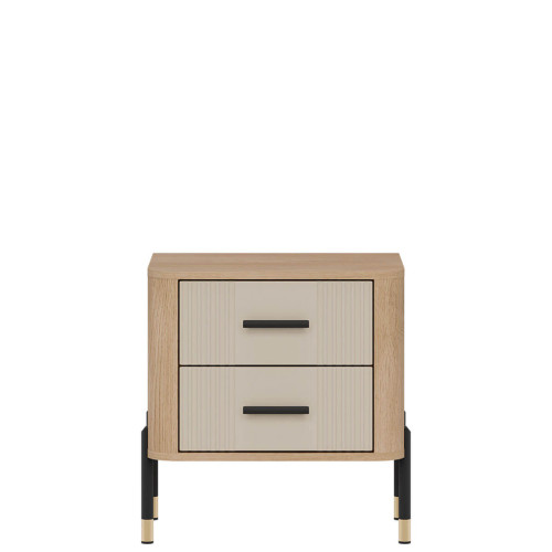 Фото приліжкової тумбочки DANTE DT21  LIVEO дуб кремона торро / кашемір / чорні ручки – вигляд спереду