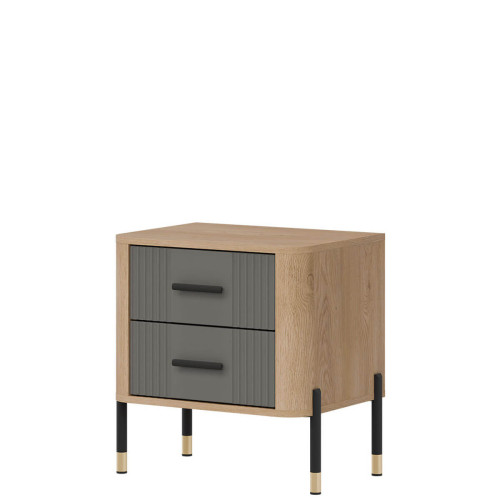 Фото приліжкової тумбочки DANTE DT21  LIVEO дуб кремона торро / сірий / чорні ручки