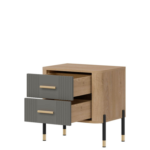 Фото приліжкової тумбочки DANTE DT21  LIVEO дуб кремона торро / сірий / золоті ручки – наповнення
