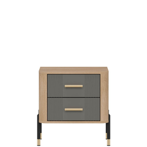 Фото приліжкової тумбочки DANTE DT21  LIVEO дуб кремона торро / сірий / золоті ручки – вигляд спереду