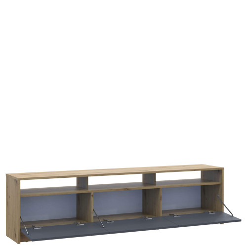 Фото тумби під телевізор U3 ДОРОС (DOROS) дуб артизан / графіт – вигляд збоку наповнення