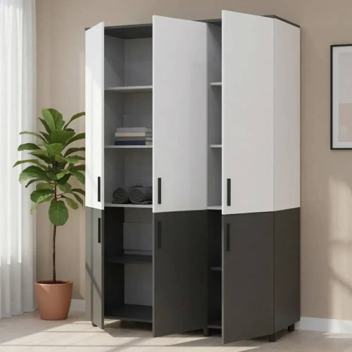 Фото наповнення шафи ТОРН 3 ДСП полиці ДОРОС (DOROS) антрацит / білий в інтер'єрі