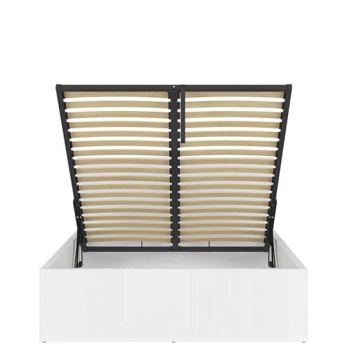 Фото кровати с подъемным механизмом TETRIX LOZ/140/B BRW белый глянец - вид спереди