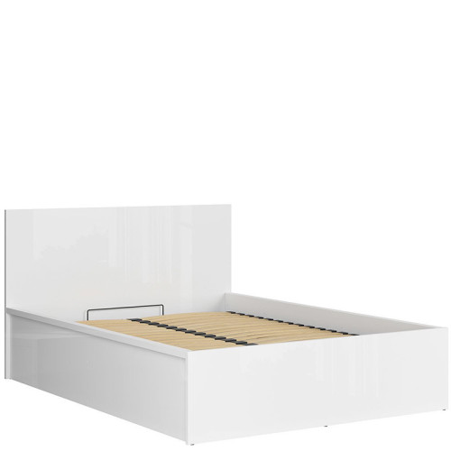 Фото кровати с подъемным механизмом TETRIX LOZ/140/B BRW белый глянец - вид сбоку