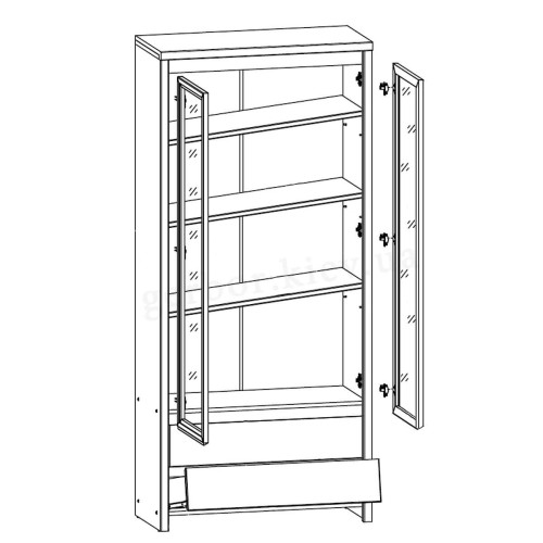 Фото вітрини КАСПІАН сонома REG2W2S БРВ ВМК – схема наповнення 